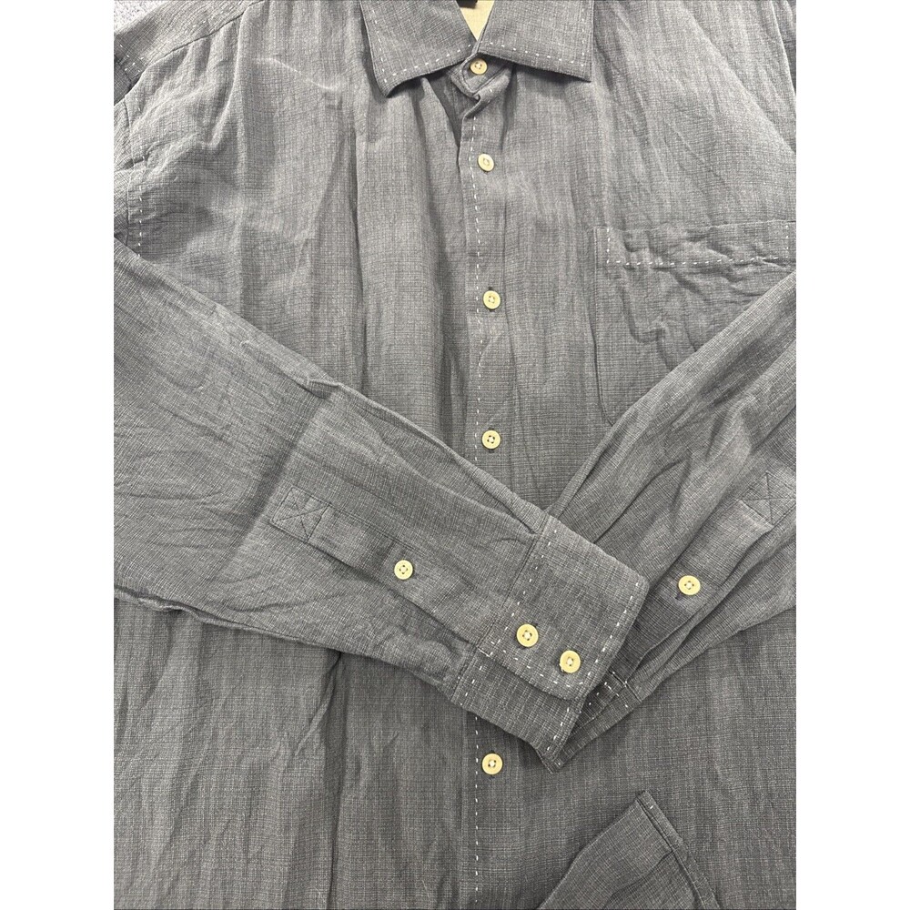 Nat Nast Luxury Originals Silk Cotton Button Up Shirt Gray Mens Large Casual - Picture 5 of 11